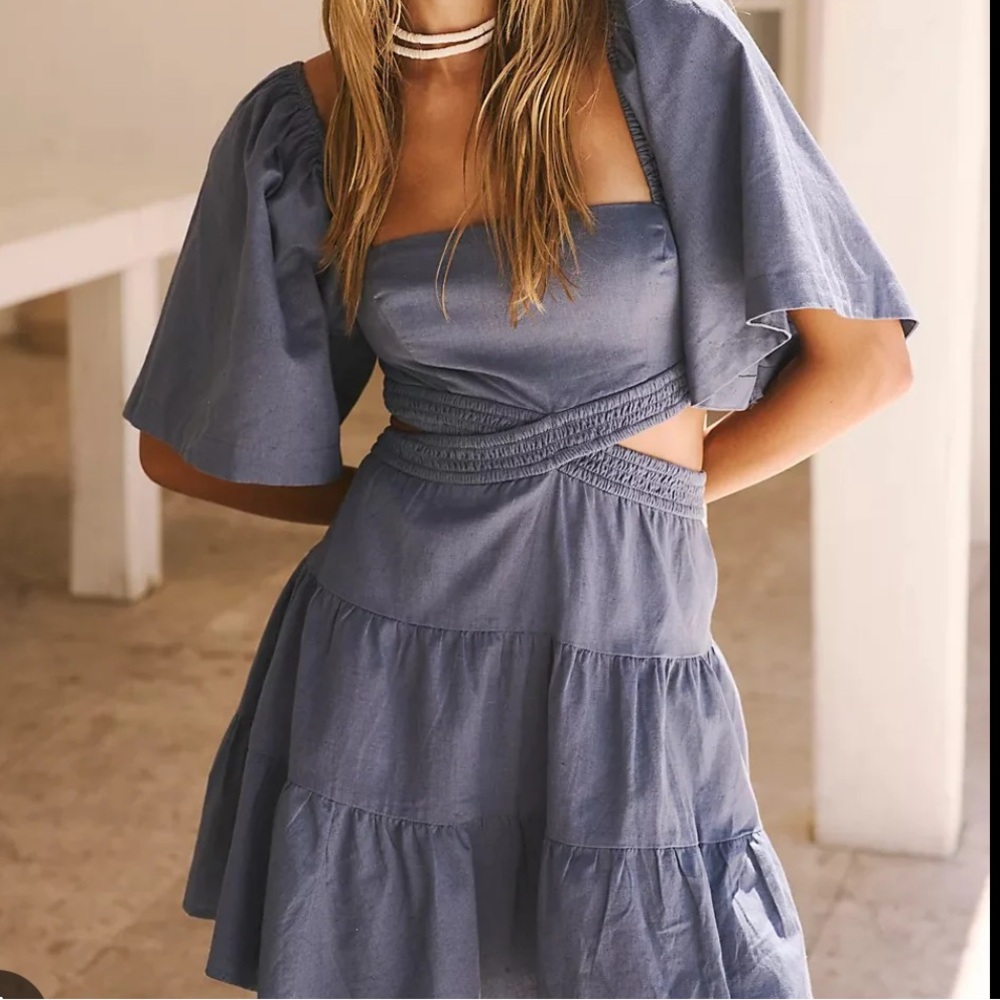 Free People Cross of Sunlight Mini Dress Size XS Blue